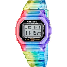 CALYPSO Unisex Watch K5874/6 Colour Splash Rubber Case Multi Rubber Multi-Coloured, Colourful