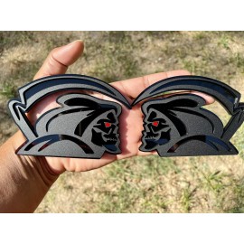 Badge Addictz Red Eye Reaper Emblem Badge Set Matte Black Custom New