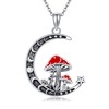 AXOMY Mushroom Necklace 925 Sterling Silver Moon Mushroom Pendant Mushroom
