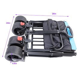 Benicabaly Versatile Folding Wagon Cart for Enhanced Convenience, Spacious Design for Shopping and Outdoor Adventures, Black & Blue