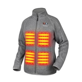 PTAHDUS Women's Heated Fleece Jacket 5 Heat Zones Battery Pack Included, with Hand Warmer Pocket for Outdoor(Grey, XX-Large)