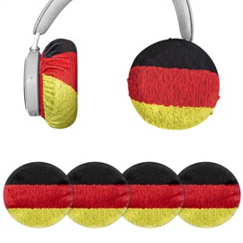 Geekria 2 Pairs Flex Fabric Headphone Covers (Product Safety Certified), Washable & Stretchable Sanitary Protectors, Compatible with Over-Ear Headsets, Sweat-Resistant(M/German Flag)