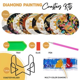 10 pcs Diamond Painting Coasters | Diamond Art Coasters | Tarot Diamond Art Painting | Perfect Art Craft Gift for Tarot Lover, Dad, Mom, Grandparents, Brother, Sister. (Tarot 2)