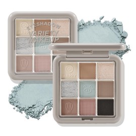 GEUUFEA Grey Black Smoky Eyeshadow Palette, 9 Shades Cool Tone Eye Shadow, Light Smokey Eye Makeup Palette, Create Dazzling Chic Eye Makeup