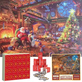 Gobesty Advent Calendar 2024, Christmas Jigsaw Puzzles, Jigsaw Advent Calendar, Jigsaw Puzzles for Adult 1000 Piece, Christmas Advent Calendar 2024 for Adults Kids Mum Dad Birthday Presents Gifts