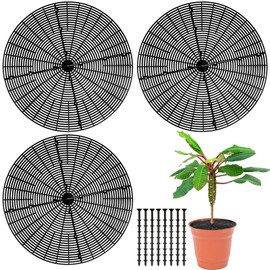 Sawysine 3 Pcs Plant Pot Cover Plant Protector from Animal Flower Pot Grid with Center Cutout Flower Cover Soil Protectors(Black,20.5 in)