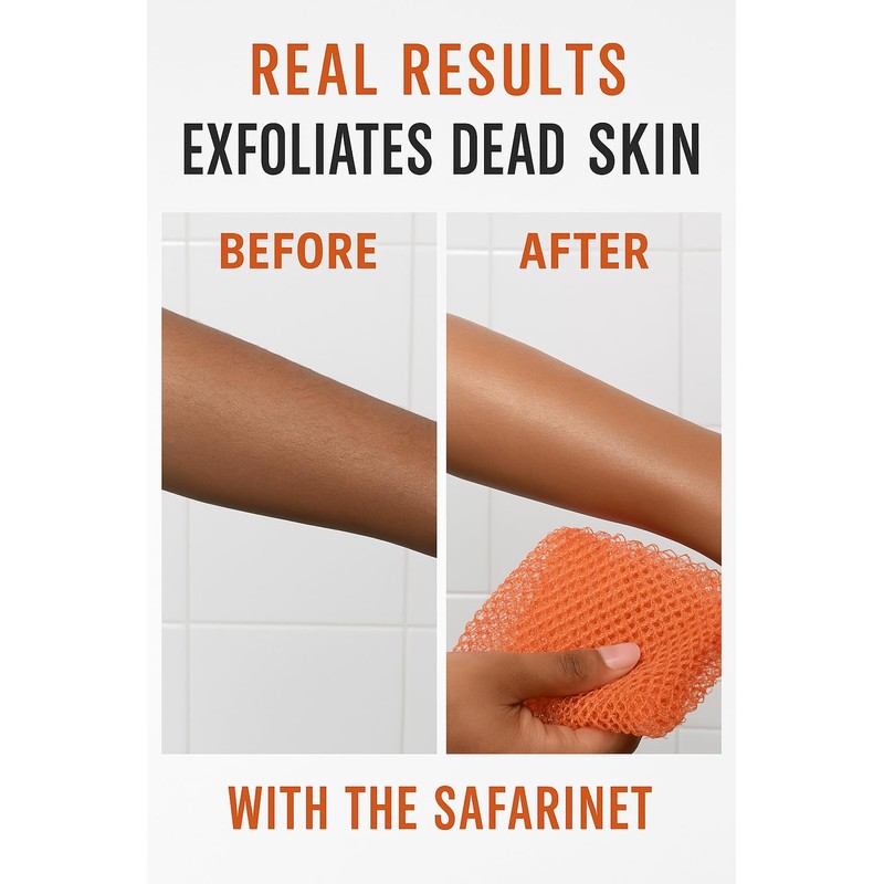 Safarinet African Mesh Sponge, Extra Long Exfoliating Bath Scrub for