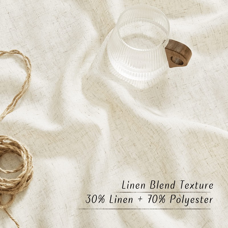 NICETOWN Natural Linen Curtains 84 inch Long 2 Panels Set,