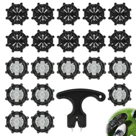 FunWorth Golf Shoe Spikes, Replacement Bulk Cleats Black Metal Golf Shoe Studs with Nail Remover, TPU Metal Cleats Universal Fit Tooth Spikes Accessories Enhanced Traction & Comfort, Easy Install