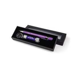 Christian Gift Scripture Pen & Mini Keychain Flashlight - Purple, Be Still And Know, Ps 46:10 - Bible Verse Gifts For Pastors Men & Women of Faith, Pen Gift Box w/Bible Keychain Flashlight