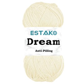 Estako Dream, 100% Microfiber Acrylic Yarn, Soft, Super Fino/Fingering Weight (1) for Crochet and Knitting 3.5 Oz (100g) / 382 Yrds (350m) (70148 - Cream)