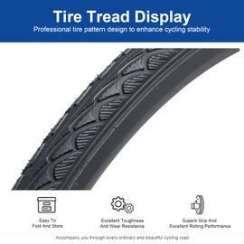 FengCan 700 x 38C Bicycle Tyre, 40-622, 700 x 38C Bicycle Tyre, Foldable, 28 Inch Tyre Suitable for 700 x 38C 28 x 1.50 700 x 40C City/Gravel/Road Bike Bicycle Tyre Replacement Wheel (One)