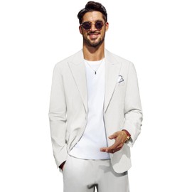 PJ PAUL JONES Men's Sporty Jacket Regular Fit 2 Buttons Jacket Blazer, White