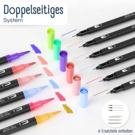 RAYLU PAPER - Dual Tip for Professional Lettering, Case of Brush Tip Felt Tip Pens with Fine Tip for Colouring Drawing and Calligraphy (Pack of 60)