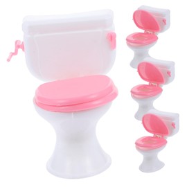 KICHOUSE 4Pcs Miniature Toilet Models Realistic Doll Potty Decor for Mini House DIY Projects Lovely Bathroom Accessory for Micro Landscape Desktop Decoration