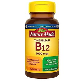Nature Made Vitamin B12 1000 mcg, Dietary Supplement for Energy Metabolism Support- Time Release- 75 Tablets,