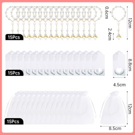 Foshird Pack of 15 Rosary Catholic with Guardian Angel Pendant Bracelet Guest Gifts for Christening Communion Confirmation Wedding Car Party (Gold)