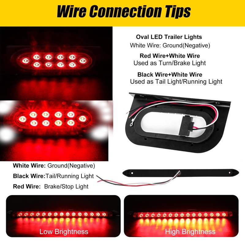 EXERAUO 6 Inch Oval Led Trailer Lights Kit with Mounting