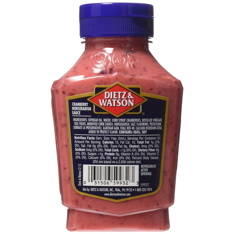 Dietz & Watson, Deli Compliments, Cranberry Horseradish Sauce, 9oz Bottle