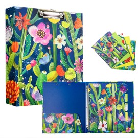 Decorative 3 Ring Binder, 9.7 inch x 12 inch 3 Ring Succulent Hardcover Binder with Dividers & Pockets, Watercolor Cactus Design Decorative Hardcover 3 Ring Binder