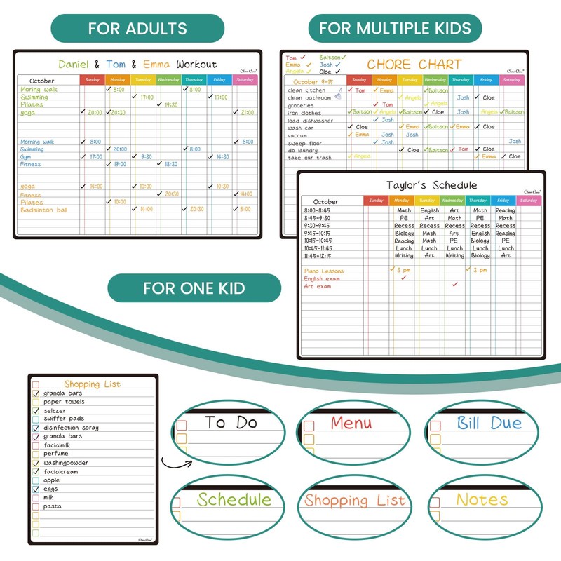 Magnetic Dry Erase Chore Chart - 14.5"x11" Chore Chart for
