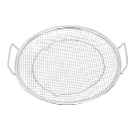 Stainless Steel Fruit Basket Double Handles Metal Mesh Drain Round Tray for Snacks Fruits Vegetables Silver