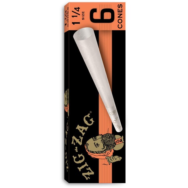 1 Pack (6 Total Cones) Zig Zag 1 1/4 Size Paper Cone + Beamer Smoke Sticker