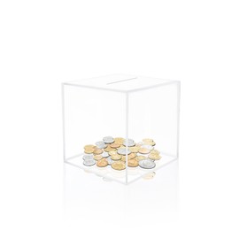 Clear Piggy Bank for Adults,Acrylic Piggy Bank Square Money Box Break to Open Piggy Bank Money Saving Box Smash Money Box 12 x 12 x 12cm