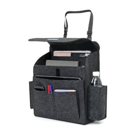 Lucky Sign Car Organiser, Front & Back Seat Organiser, Storage Bag, 12 Compartments, Felt, Dark Grey