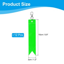 PATIKIL Safety Reflector 6"x1", 12 Pack Reflector Tag Pendant Reflective Safety Keychain Gear for Backpack Cycling Running Wheelchairs, Grass Green