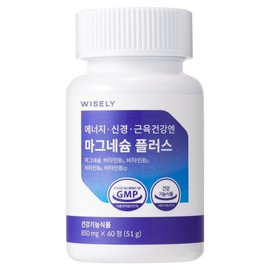 Wisely Energy Nerve Muscle Health Magnesium Plus (2 months worth), 60 tablets, 2 sets / 와이즐리 에너지 신경 근육 건강엔 마그네슘 플러스(2개월분), 60정, 2세트