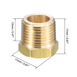 sourcing map Brass Pipe Fitting Reducer Adapter 3/8" BSPT Male x 1/4" NPT Female for Water Oil Air Pressure Gauge Temp Sensor