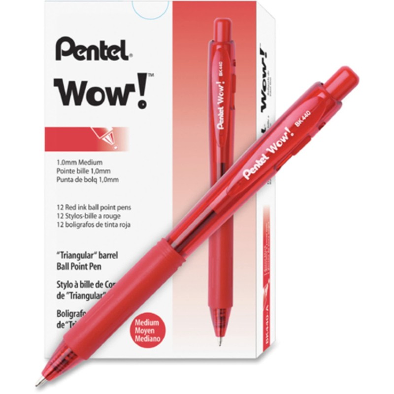 Pentel® Wow!™ Retractable Ballpoint Pens, Medium Point, 1.0 mm, Transparent