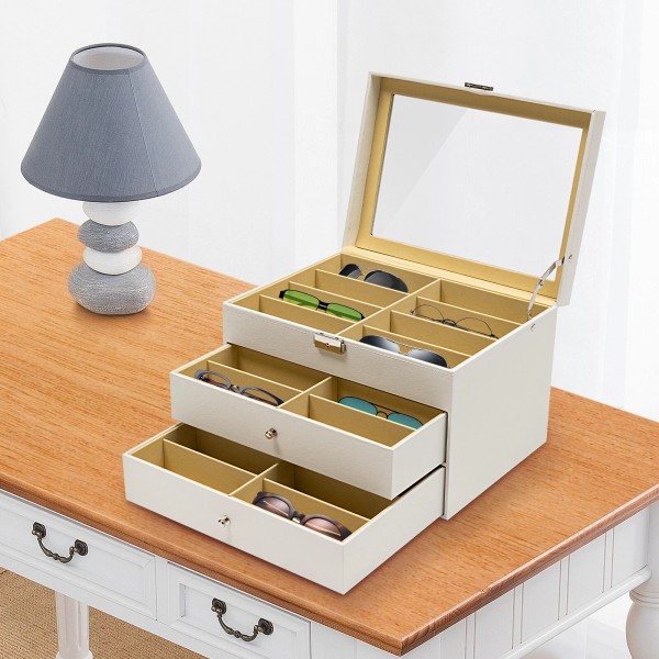 SENDERPICK 24-Slot Glasses Storage Display Case Organizer Box For Sunglasses