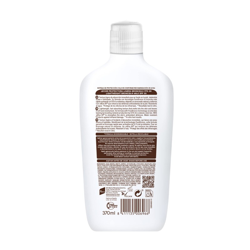 ECRAN SUNNIQUE BRONCEA+ Protective Milk SPF30 370 ml