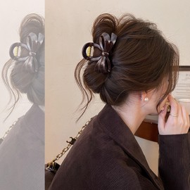 Natunofu Hair Clip Small Hair Clip, Hair Accessory, Ribbon, Hair Clip, Firmly Curled, Hair Clip, Small, Large, Cute, Stylish, Barrette, Hair Clip, Lightweight, Strong, Adult, Elegant, Elegant, Coffee