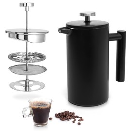 Mixpresso Black Stainless Steel French Press Coffee Maker 26 Oz 770 ml, Double Wall Insulated French Press Stainless Steel, Easy Clean Tea Brewer, Easy Press Durable Metal Coffee Press