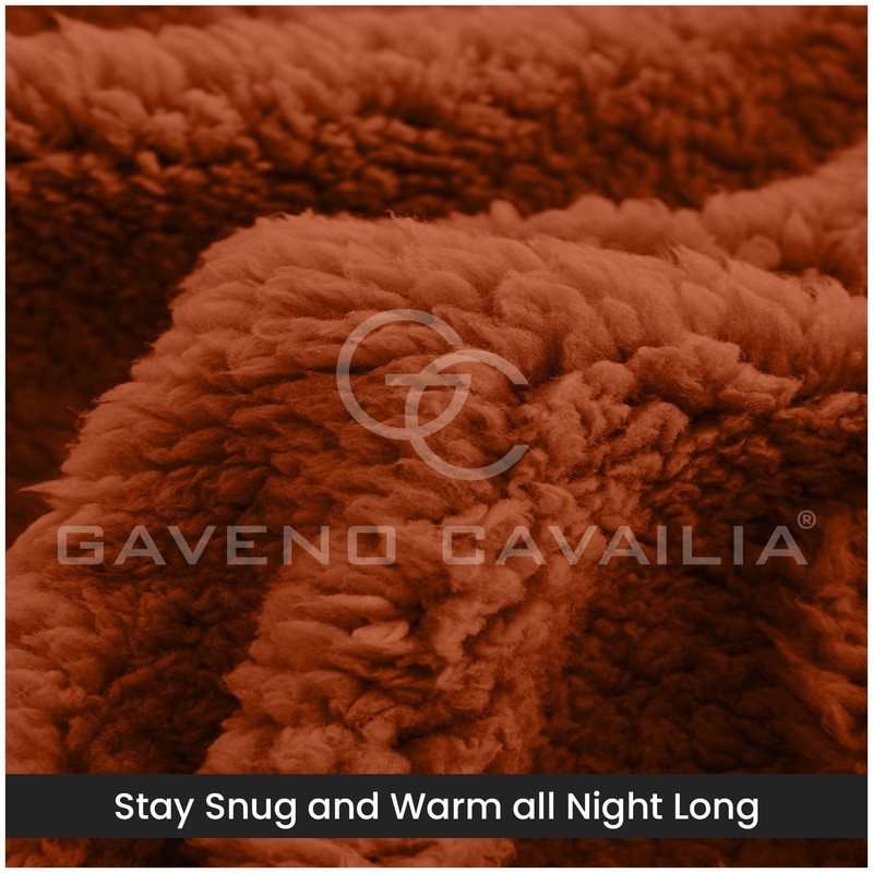 GC GAVENO CAVAILIA Teddy Fleece Plain King Size Fitted Sheets,