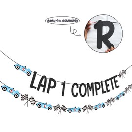 Lap 1 Complete Banner Garland for Racing Car 1st Birthday First Lap Around the Track Birthday Party Decorations