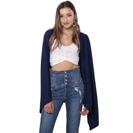 DiaryLook Cashmere Feeling Knitted Poncho Women's Elegant Long Cape Women's Poncho for Women Soft Buttons Lightweight Wrap Scarf Cardigan for Spring Summer Winter Gift for Women, Blue 01