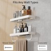 Danpoo 16-Inch White Floating Bathroom Shelves with Towel Bar， Clear