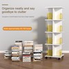VECELO 4-Tier Rotating Bookshelf, Modern Swivel Bookcase for 360°Display,Stackable Square