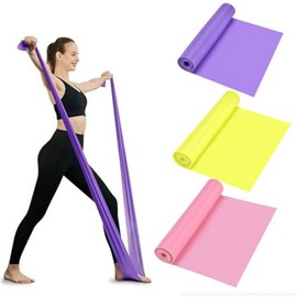 Bandas de Resistencia 3 Piezas, Bandas Elásticas de 150 cm para Ejercicio, Yoga y Entrenamiento en Casa Ligas Apilables Ligas Elásticas de Pilates（Ros