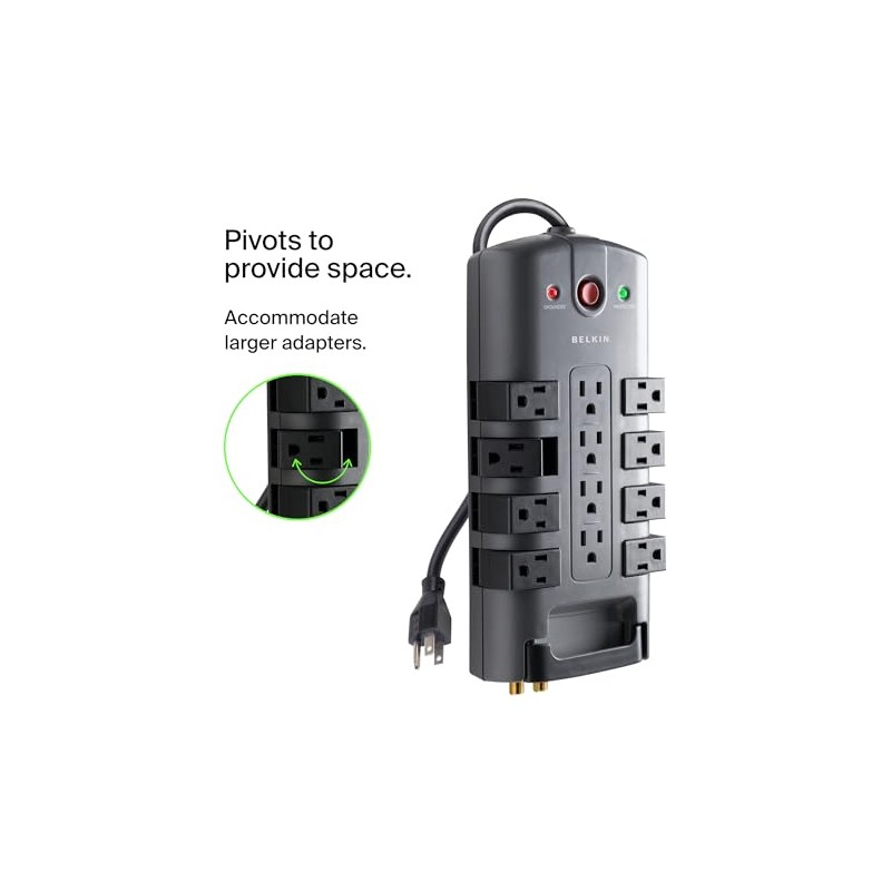 Belkin BP112230-08 Supresor de Picos Enchufe de Pivote, 12 Salidas,