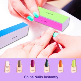 4 Way Nail Buffer Block (2 Pcs), Nail Shine Buffers Blocks Files for Natural and Acrylic Nails Smoother Buffing Block Polisher Fingernail File Buffer 120/240/600/3000 Grit for Buffing Shinning