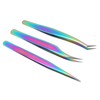3PCS Eyelash Tweezers Stainless Steel Lash Tweezers Set False Eyelash