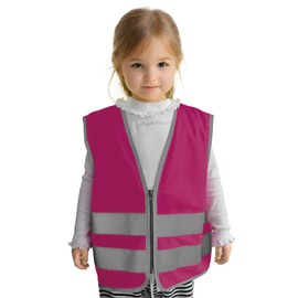 Graunton High Vis Vest, Safety Vest for Children, Reflective Vest for School, Outdoor, High Visibility Vest, Zipper, Rose Red, XS.