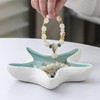 2 Pack Ceramic Jewelry Tray Starfish Conch Shape Aqua Shell