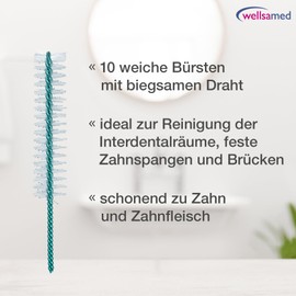 wellsamed Wellsabrush Pack of 10 Interdental Brushes Size XS ISO 0:0.38mm Brush Size 1.8mm X-Fine for Effective Cleaning Between Teeth