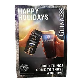 Guinness Stout Happy Holidays Metal Tin Tacker Beer Sign | 17" x 12"